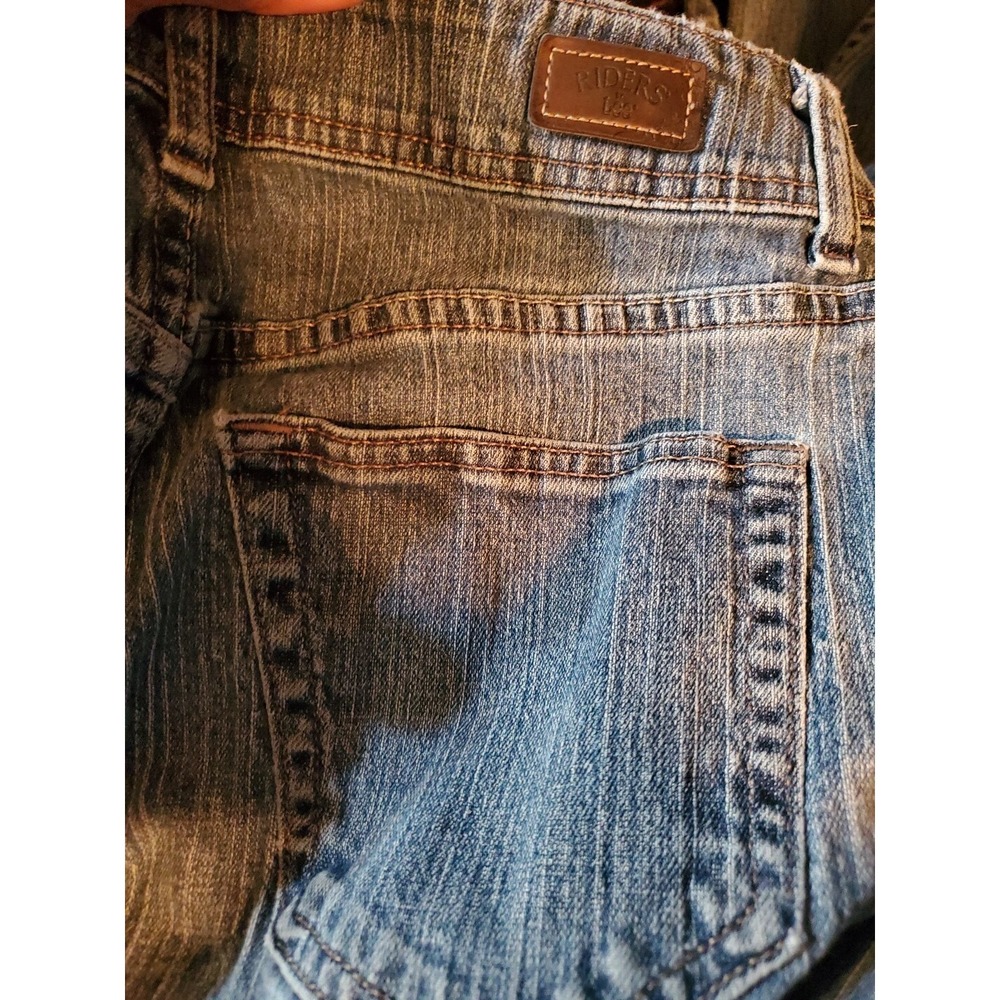Riders By Lee Light Acid wash Straight Leg Jean Sz 14 Stretch Lightly Distressed - Picture 3 of 6